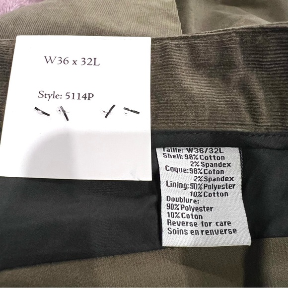 Paisley & Gray Men’s Slim Fit Corduroy Pants Olive W36 x 32L - Picture 10 of 11